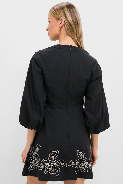 Black & Tan Embroidery Ellison Mini Dress