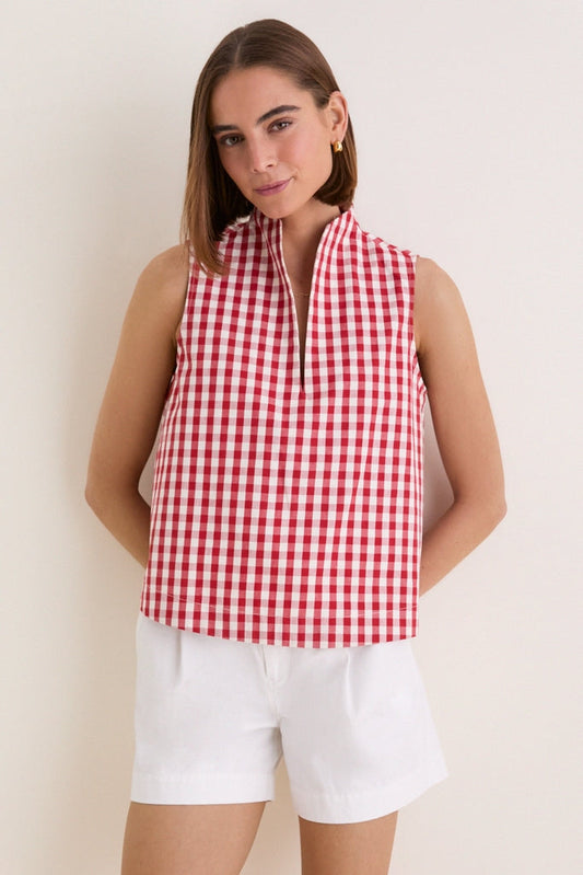 Apple Red Gingham Sleeveless Celeste Top