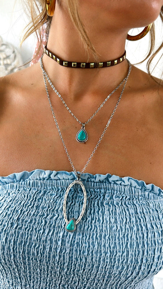 20" Concho Necklace, Turquoise