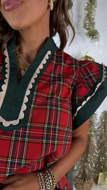 Holly Frost Plaid Top, Red