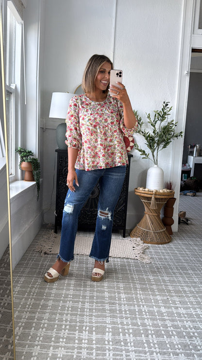 Corey Cropped High Rise Flare Jeans, Dark Risen