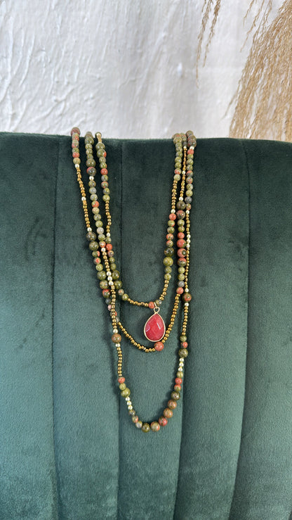 Oceans Echo Necklace, Olive
