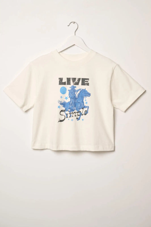 Live Simple Cropped Western Graphic Tee