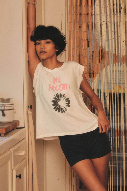 In Bloom Floral Distressed Sleeveless Graphic Tee