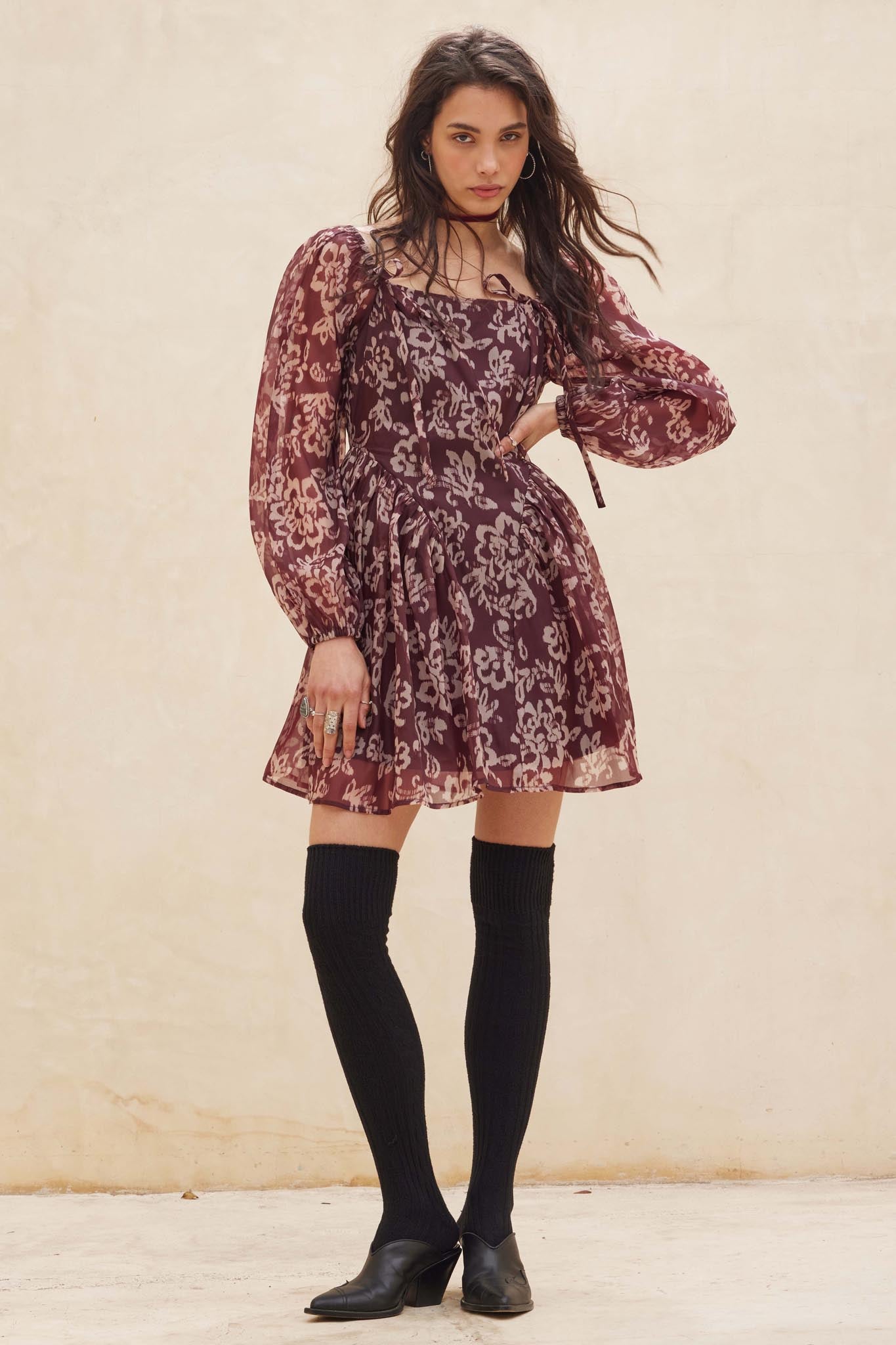 Flowering Grace Floral Organza Peplum Mini Dress