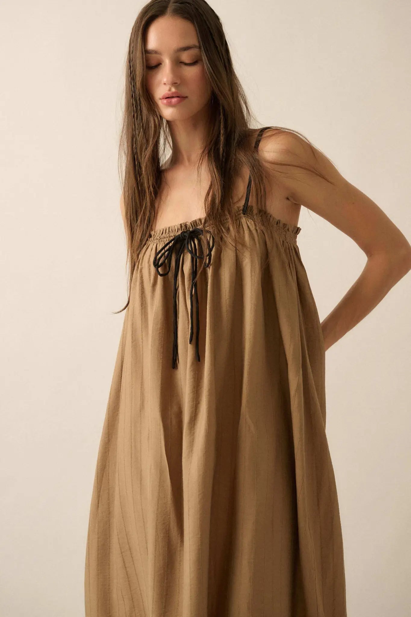 Finding Freedom Tonal-Stripe Trapeze Maxi Dress