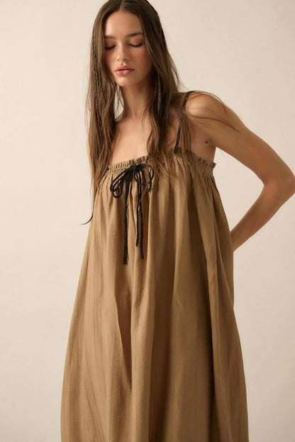 Finding Freedom Tonal-Stripe Trapeze Maxi Dress
