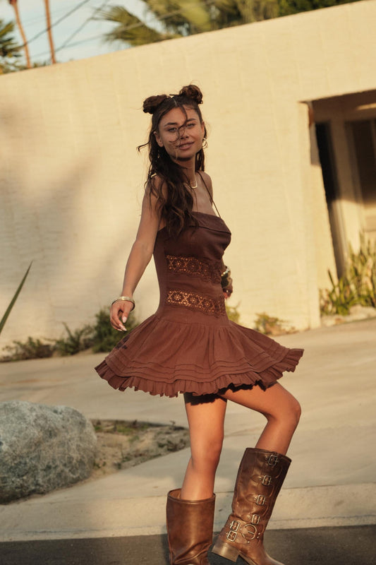 Play Date Lace-Inset Cotton Gauze Mini Dress