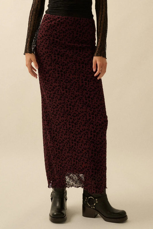 Pretty Wild Leopard Mesh Maxi Skirt
