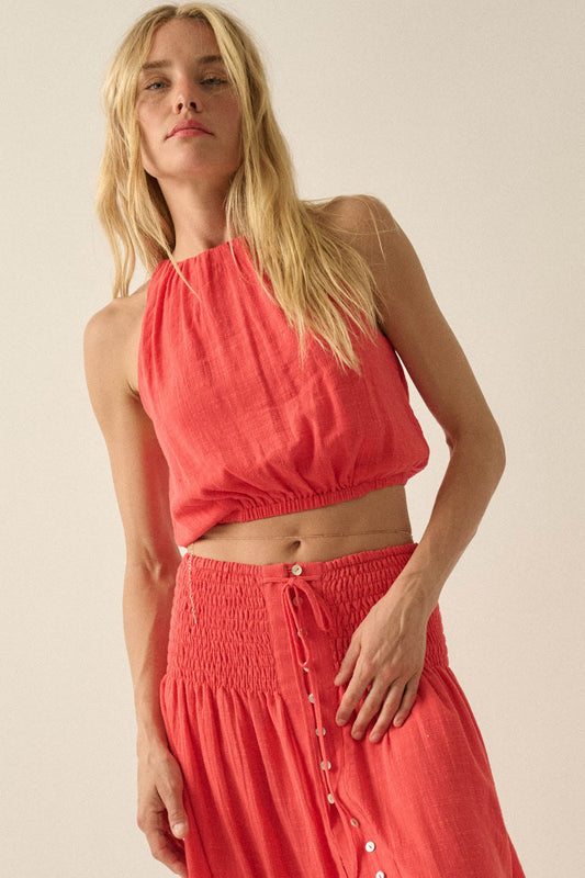 Freedom Song Cotton Gauze Cropped Sleeveless Top