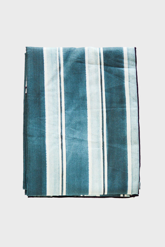 Blue and Grey Stripe Tablecloth