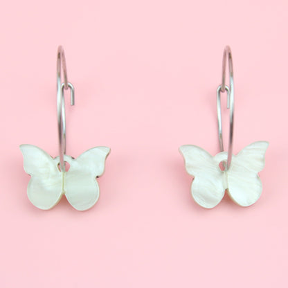 You're My Butterfly, Sugar Baby Hoop Earrings (Marble Green)