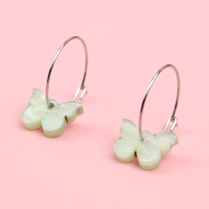 You're My Butterfly, Sugar Baby Hoop Earrings (Marble Green)