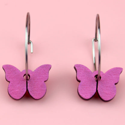 You're My Butterfly, Sugar Baby Hoop Earrings (Pink)