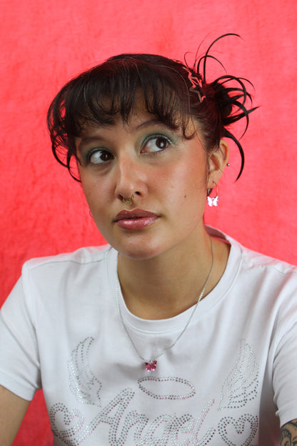 You're My Butterfly, Sugar Baby Hoop Earrings (Pink Mirror)