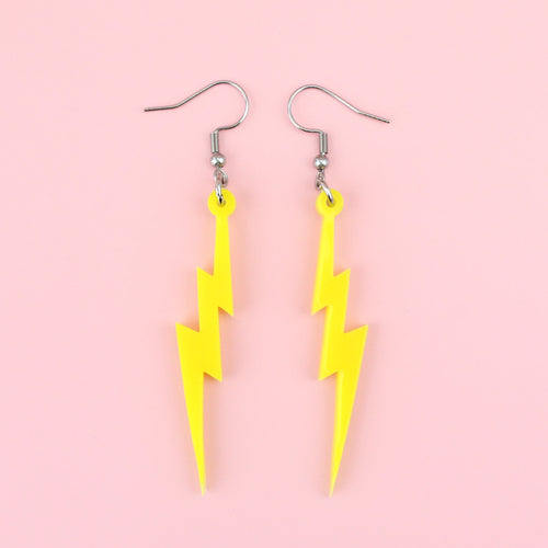 Yellow Lightning Bolt Earrings