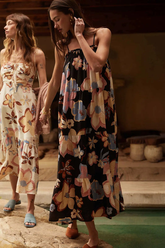 Growing Places Textured Floral Tiered Maxi Dress