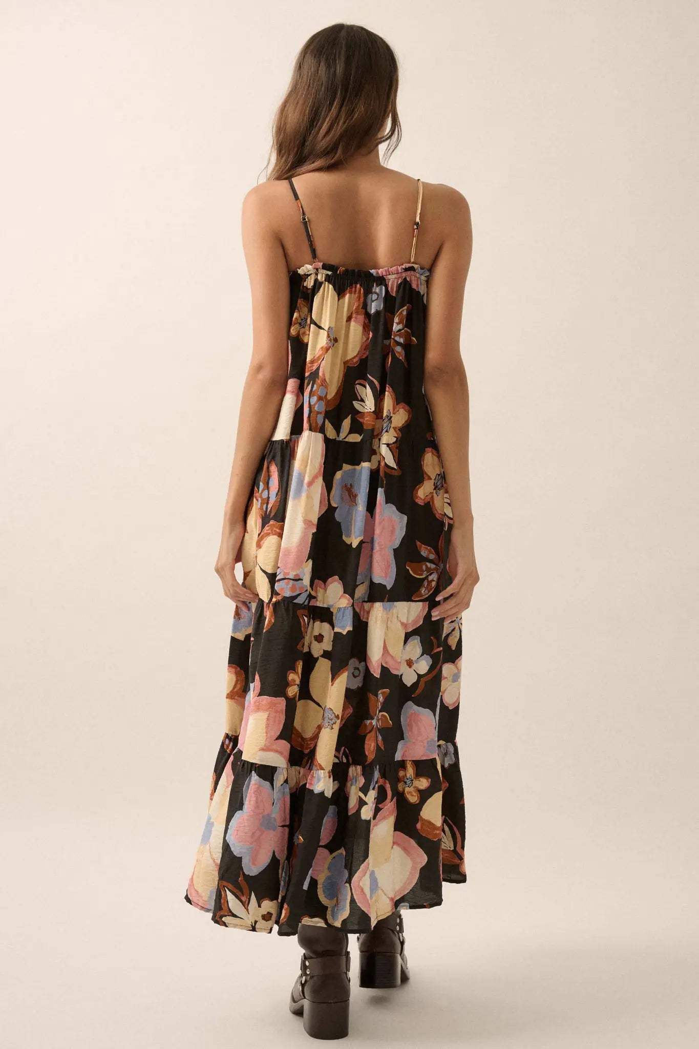 Growing Places Textured Floral Tiered Maxi Dress