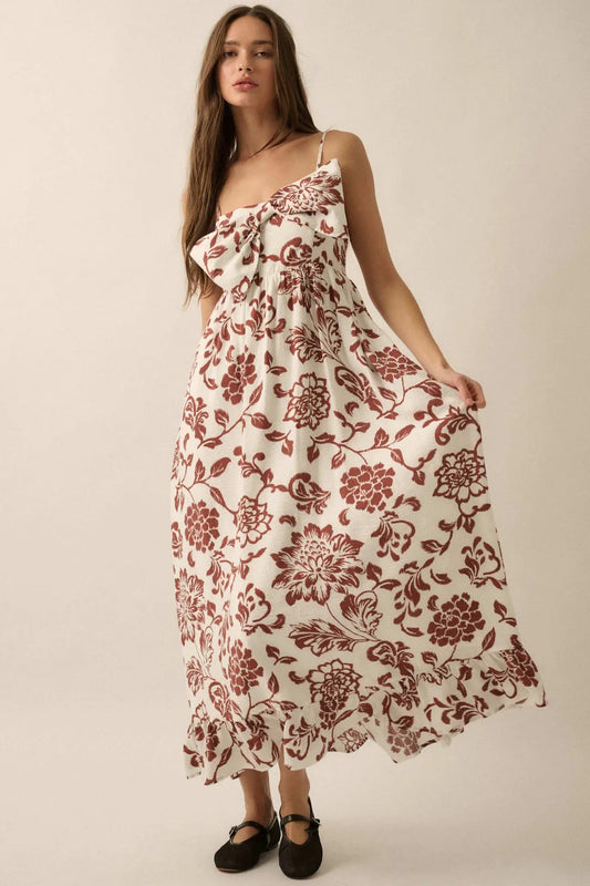 Grow With Love Floral Bow-Bodice Maxi Dress