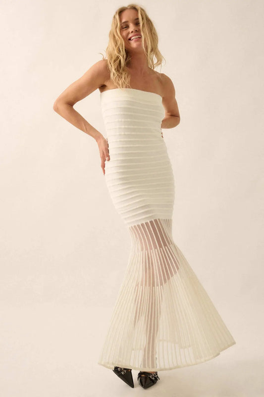 Line of Beauty Ribbed Knit Strapless Maxi Dress