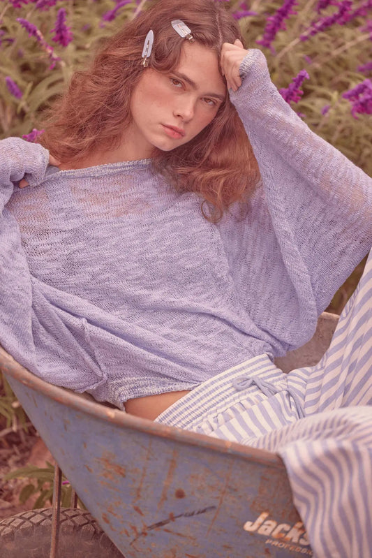Feels So Good Burnout Knit Dolman-Sleeve Sweater