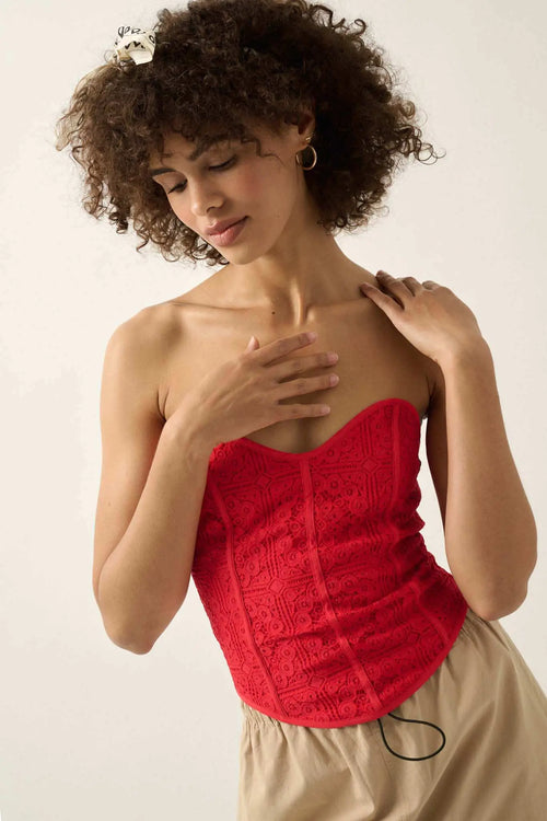 Lace to the Top Strapless Lace Corset Top