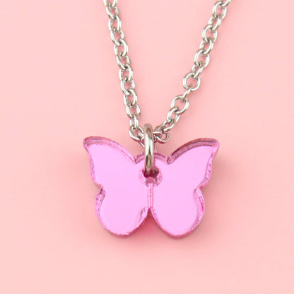 You're my Butterfly, Sugar Baby Necklace (Pink Mirror)
