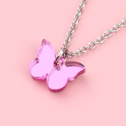 You're my Butterfly, Sugar Baby Necklace (Pink Mirror)