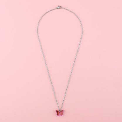 You're my Butterfly, Sugar Baby Necklace (Pink Mirror)
