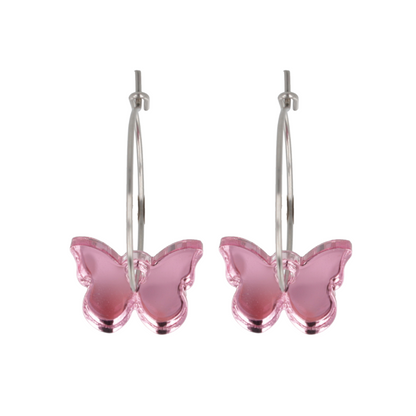 You're My Butterfly, Sugar Baby Hoop Earrings (Pink Mirror)