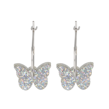 You're My Butterfly, Sugar Baby Hoop Earrings (Holographic Glitter)