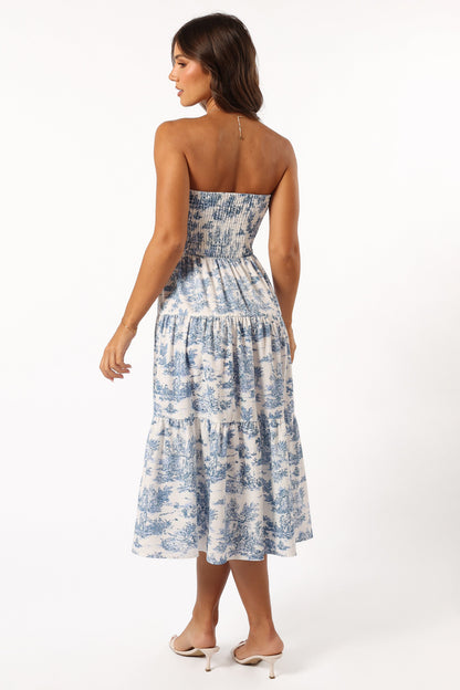Cherie Bow Front Midi Dress - Blue
