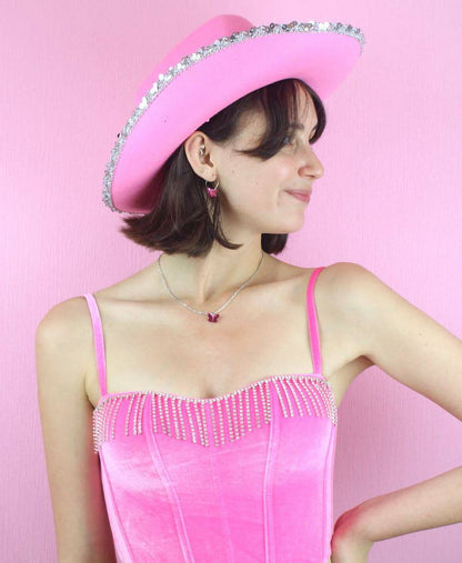 You're My Butterfly, Sugar Baby Hoop Earrings (Pink Mirror)
