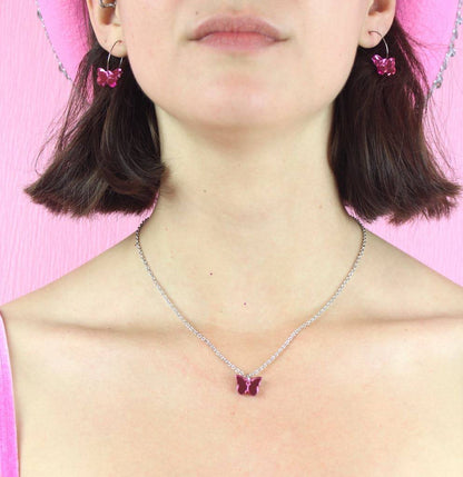 You're my Butterfly, Sugar Baby Necklace (Pink Mirror)