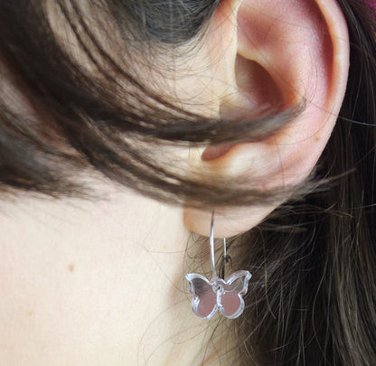 You're My Butterfly, Sugar Baby Hoop Earrings (Silver Mirror)