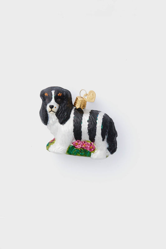 Black and White King Charles Spaniel Ornament