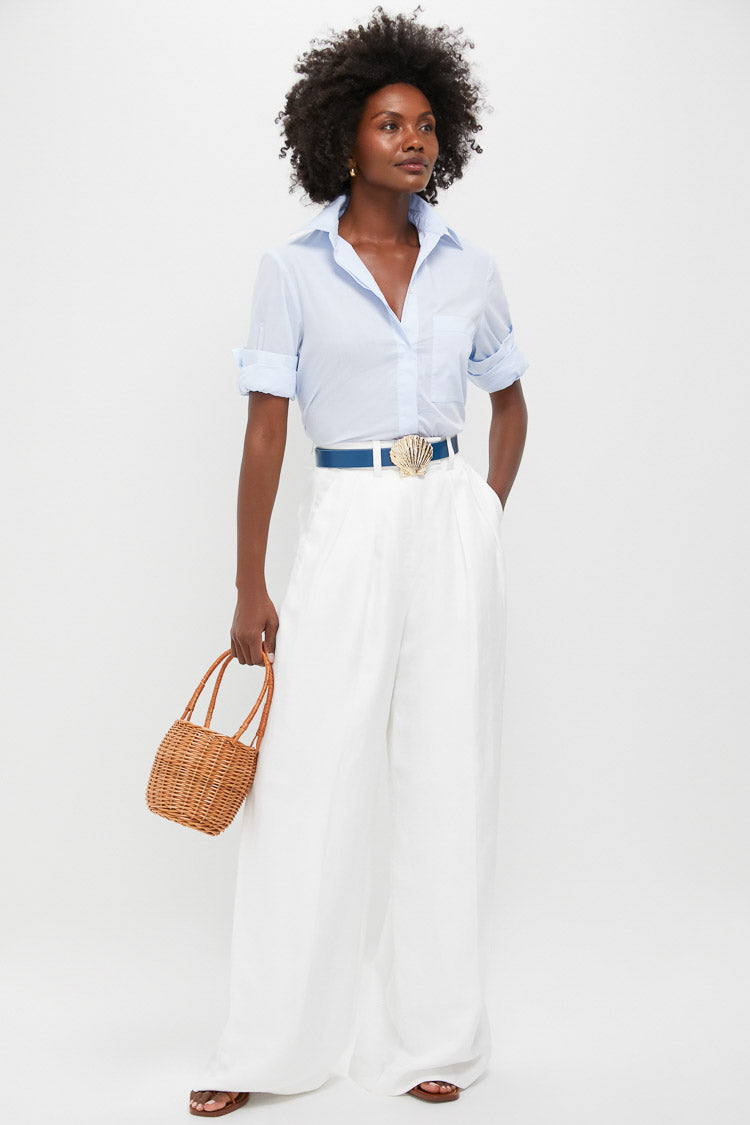 Atlantic Navy and Chambray Reversible Leather Belt